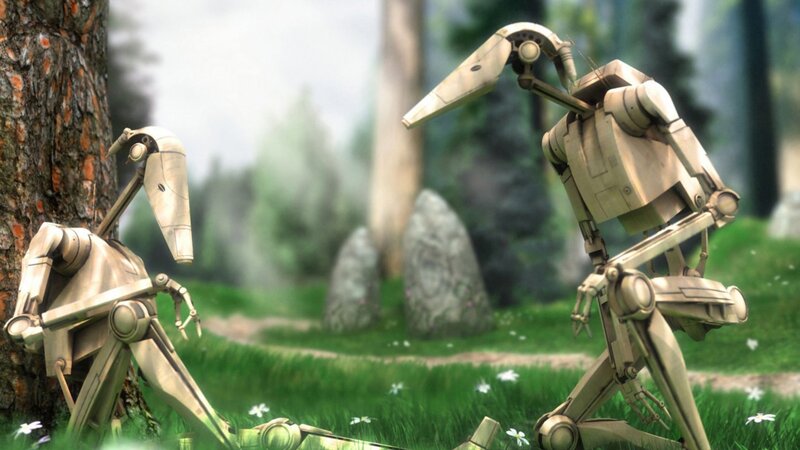 Two Battle Droids in Forest