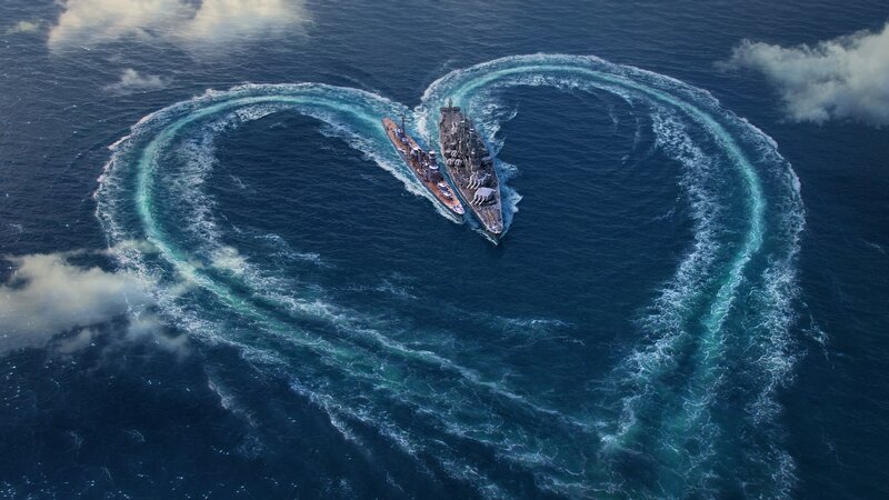 Two Battleships in Heart Shape