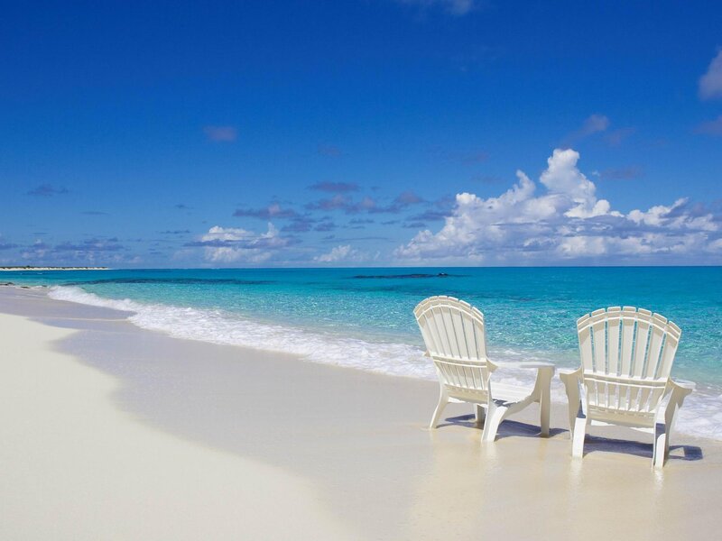 Two Beach Chairs — Blue, Serene, Afternoon, Photograph, Ocean