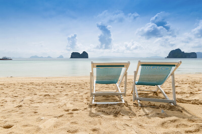 Two Beach Chairs — Blue, Serene, Afternoon, Photograph