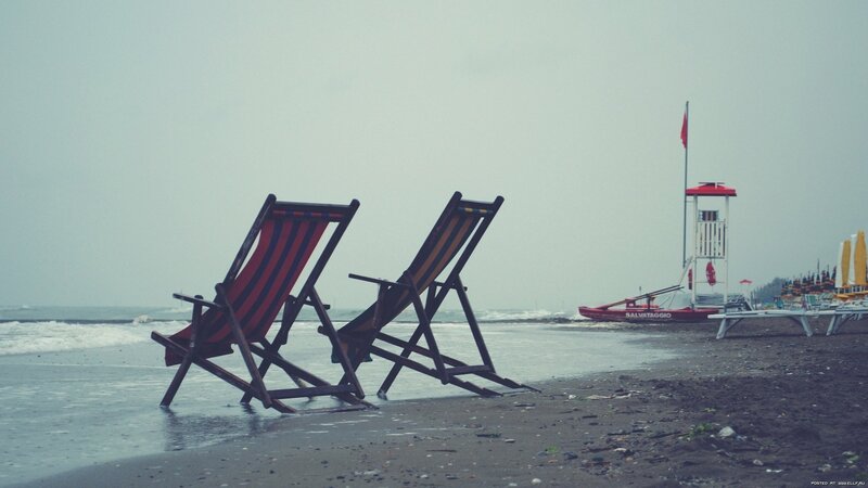 Two Beach Chairs — Gray, Dreary