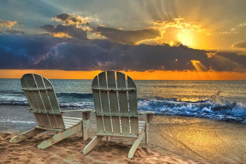 Two Beach Chairs — Orange, Dramatic