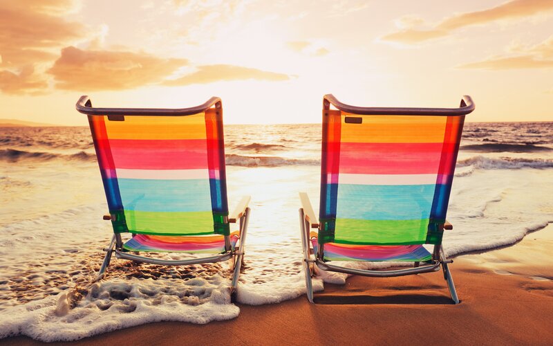 Two Beach Chairs — Orange, Serene
