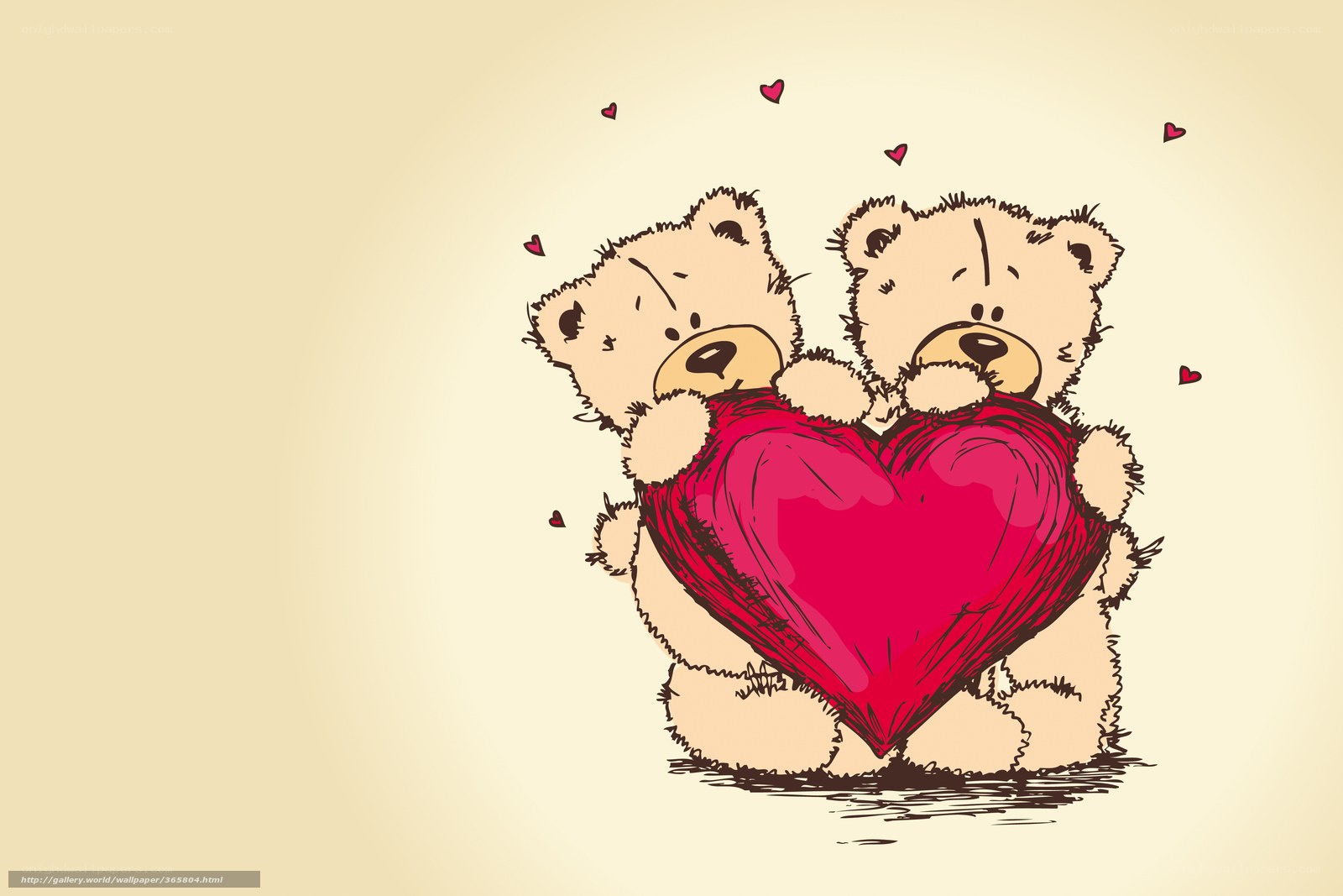 Two bears holding a heart