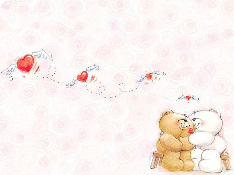 Two Bears Hugging — Pink