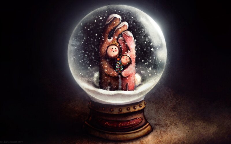 Two Bears in Snow Globe