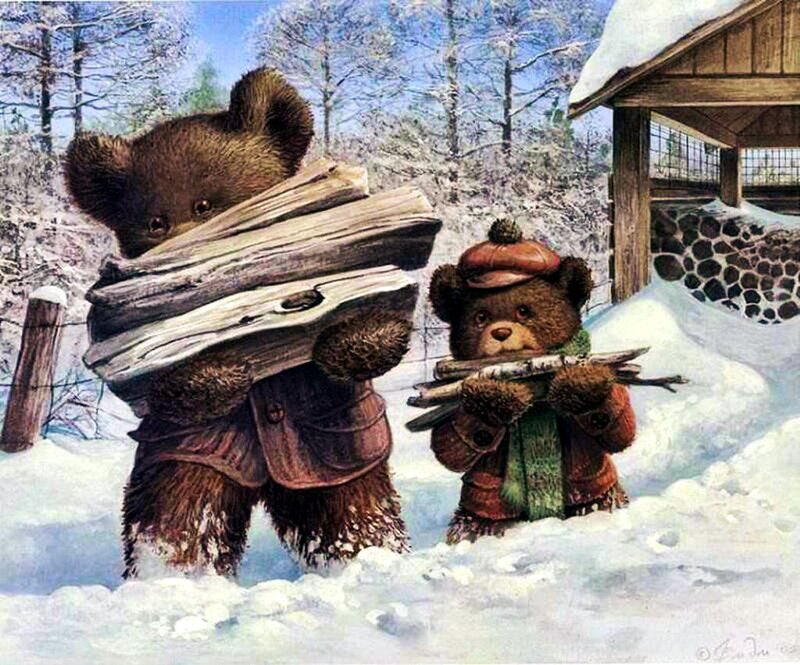 Two Bears in Snow