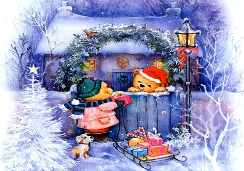 Two Bears in Winter — Blue