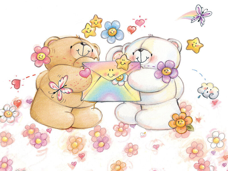 Two bears sharing a letter