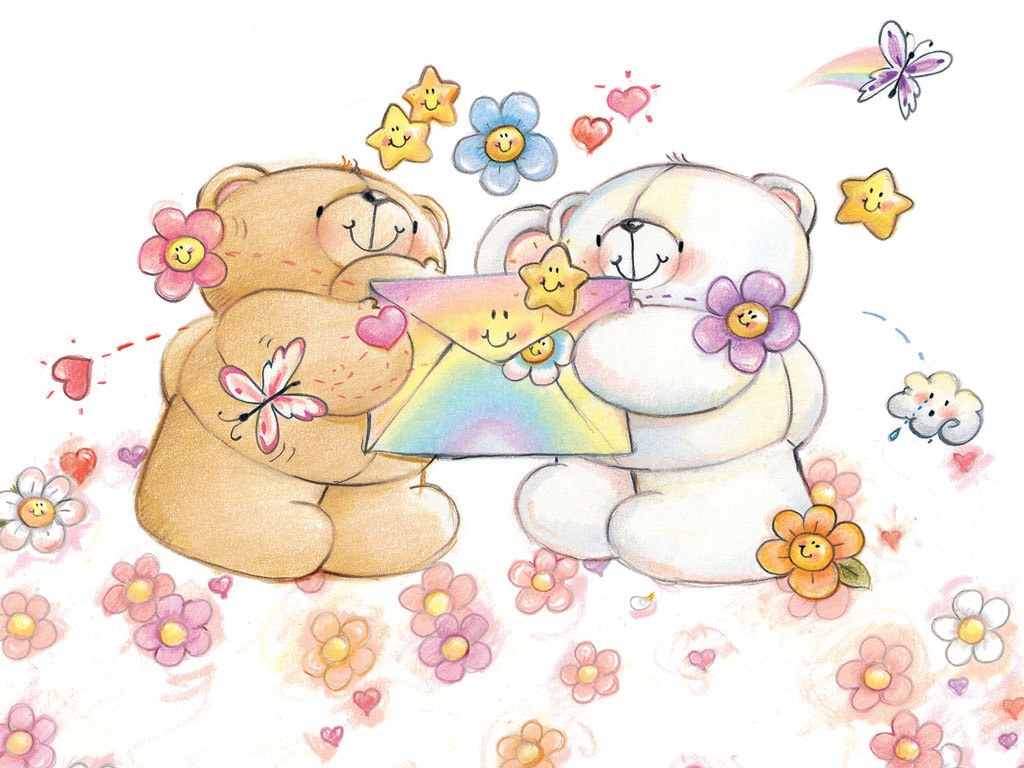 Two bears sharing a letter