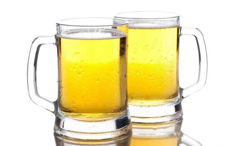 Two Beer Mugs — Yellow