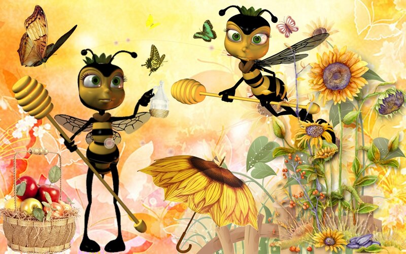 Two Bees in Garden