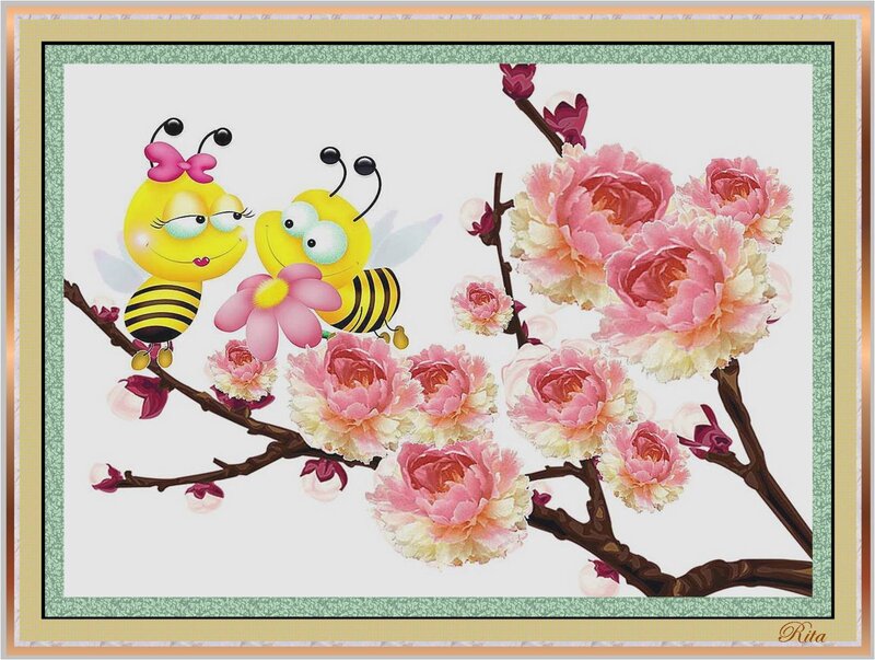 Two Bees on Flowers