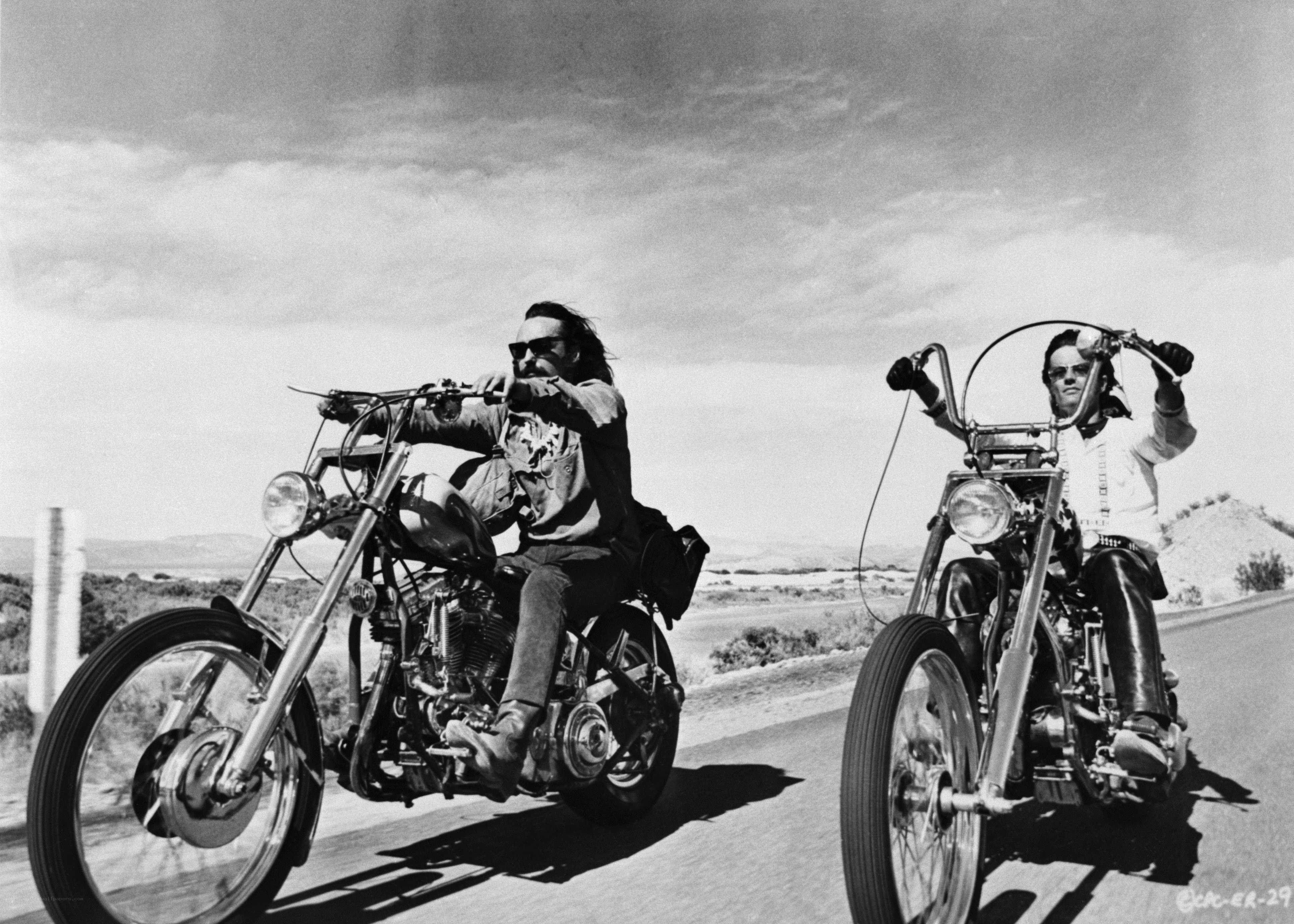 Two bikers on a road trip