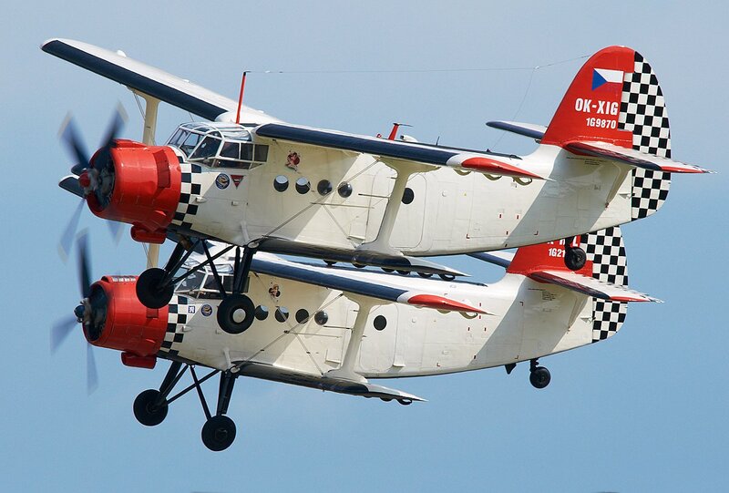 Two Biplanes in Formation