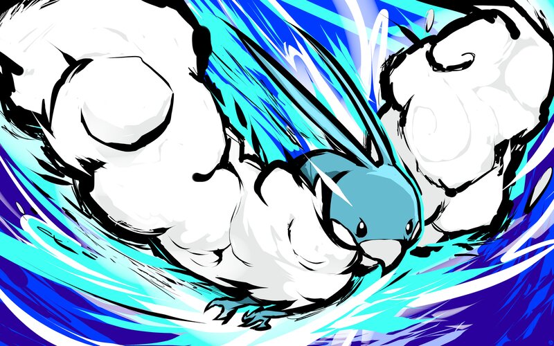 Two Bird-like Creatures — Blue