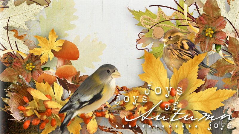 Two Birds Among Autumn Leaves