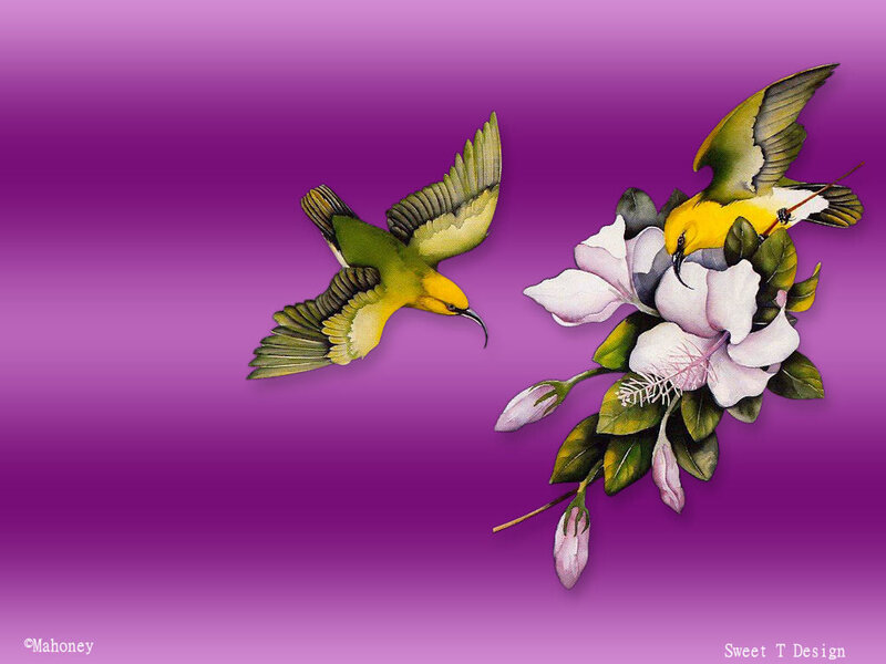 Two Birds and Flowers