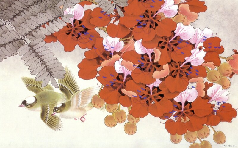 Two Birds Flying — Red, Serene