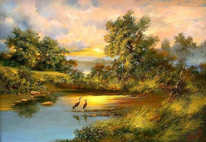 Two Birds in a River — Yellow