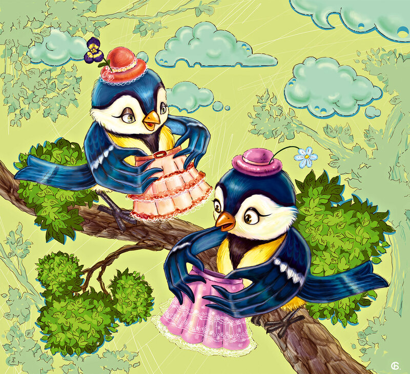 Two Birds in Dresses