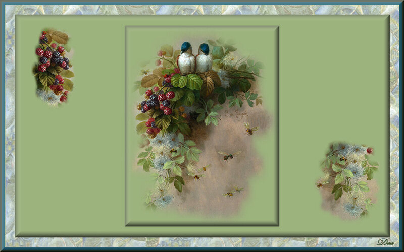 Two Birds in Nest — Green