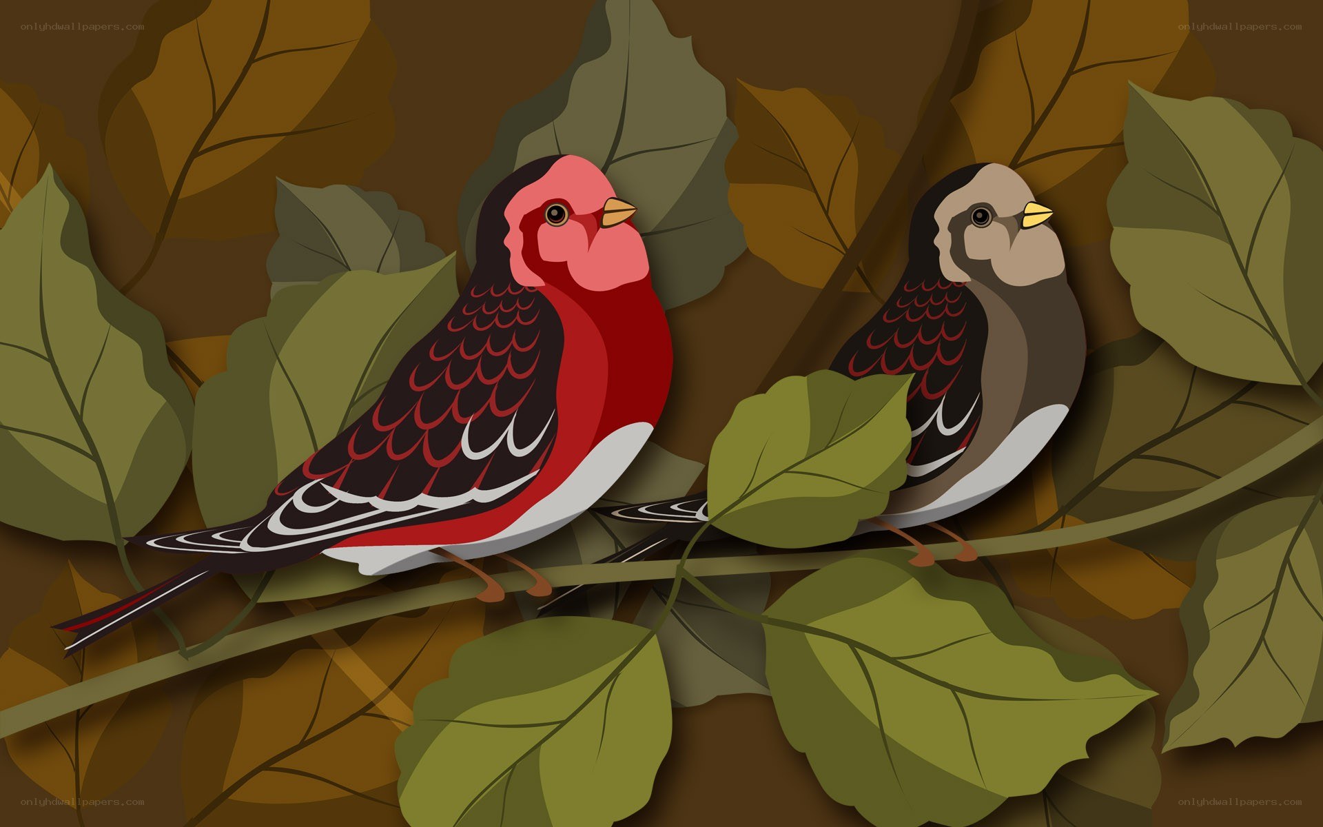 two birds on a branch