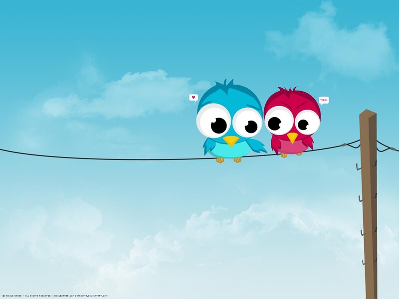Two birds on a wire