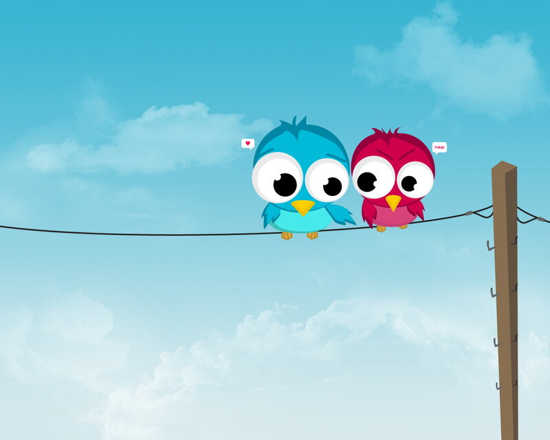Two Birds on a Wire — Blue, Calm