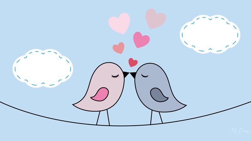 Two Birds on a Wire — Blue, Romantic