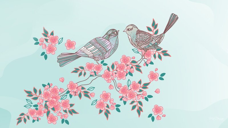 Two Birds on Blossoms
