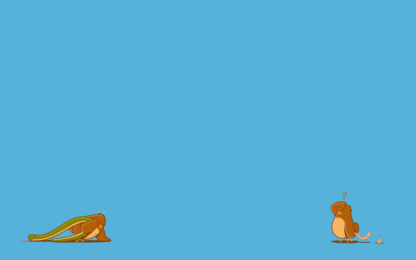 two birds on blue