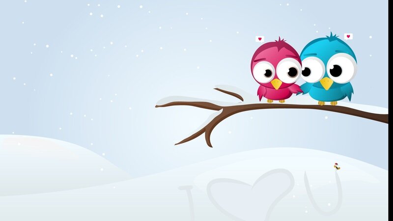 Two Birds on Branch — Blue, Calm
