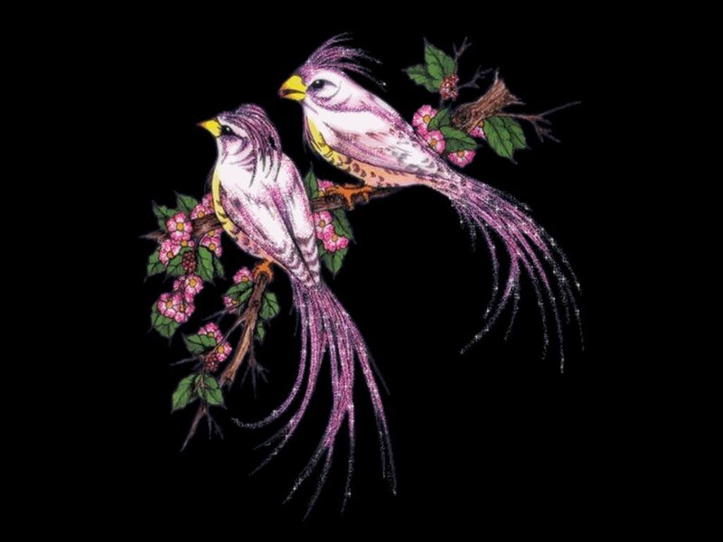 Two Birds on Branch — Purple