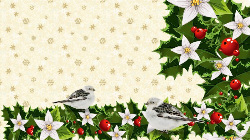 Two Birds on Holly — Green