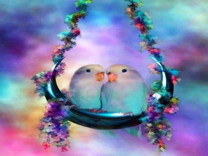 Two Birds on Swing — Purple