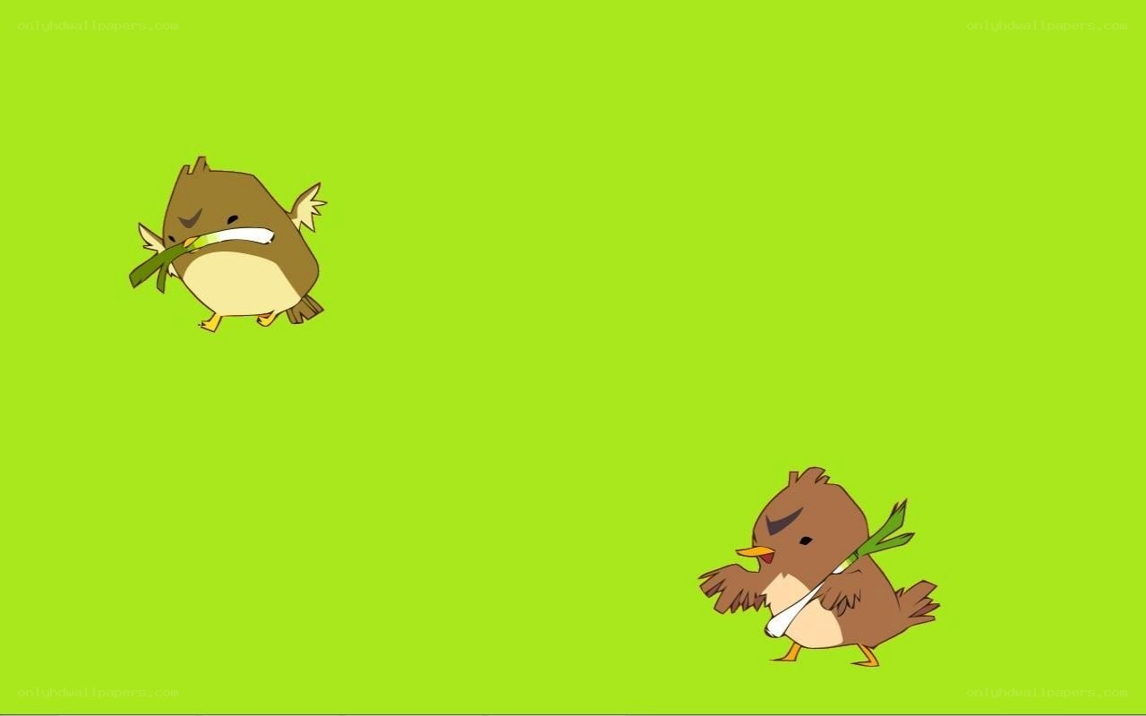 two birds with green onions