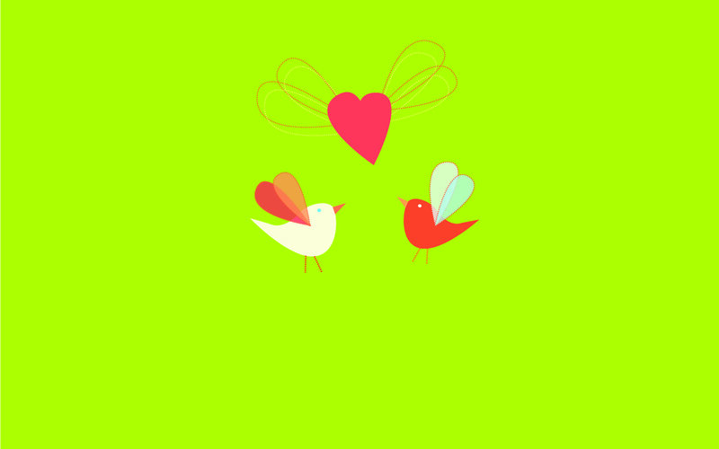 two birds with heart