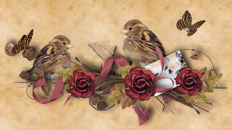 Two Birds with Roses