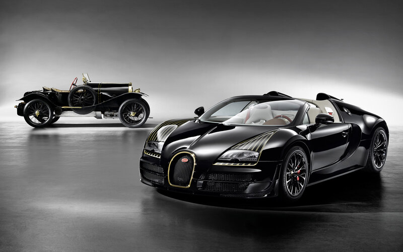 Two Black Bugatti Cars — Dramatic