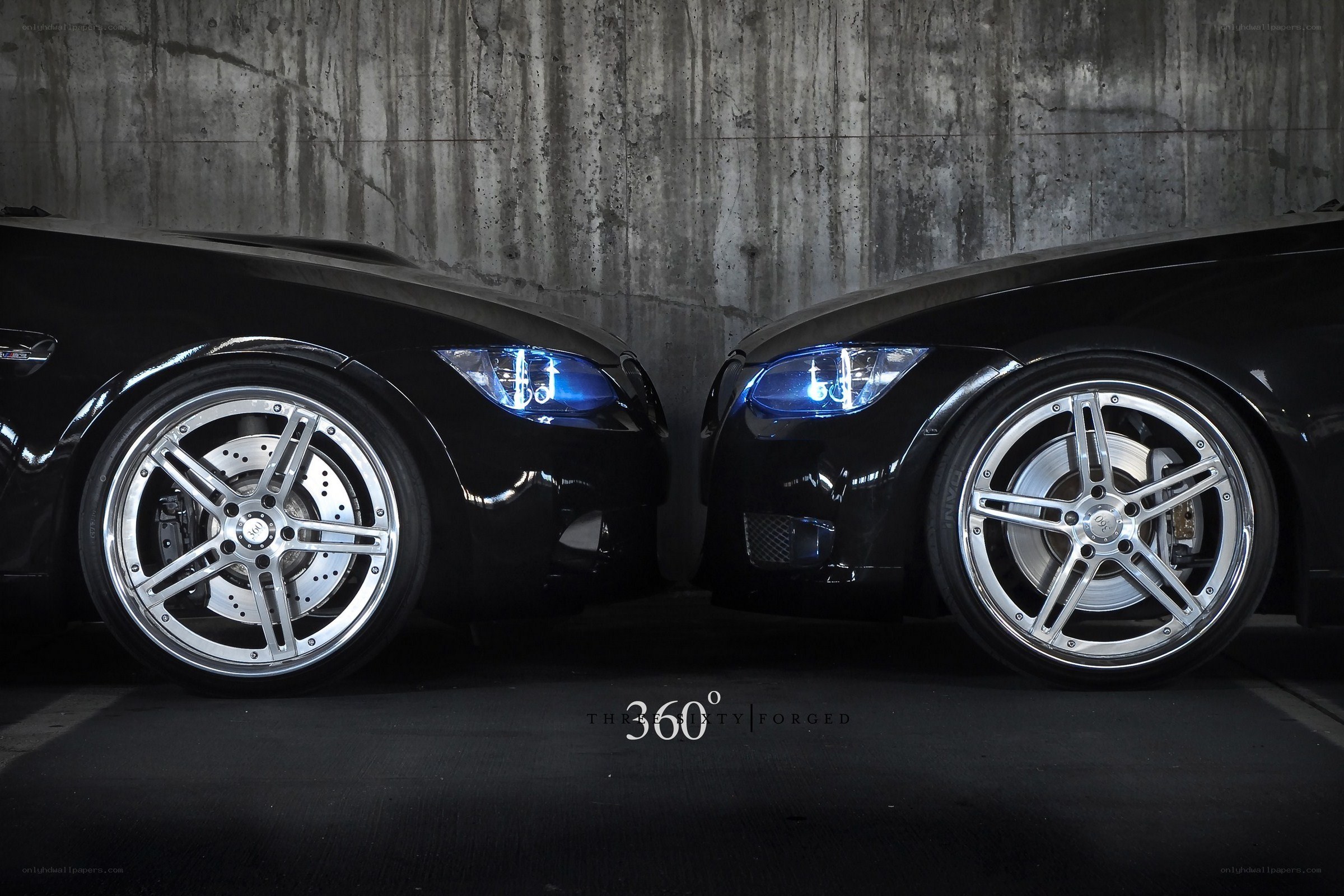 Two Black Cars Facing Each Other