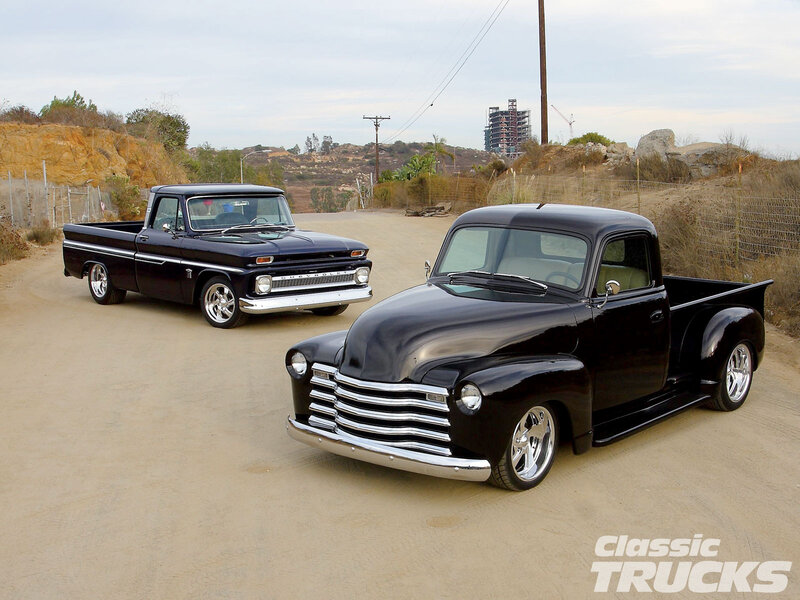 Two Black Classic Trucks