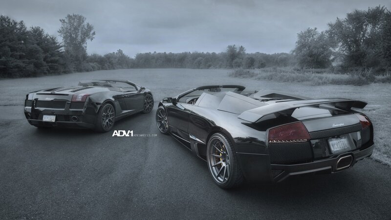 Two black Lamborghini convertibles