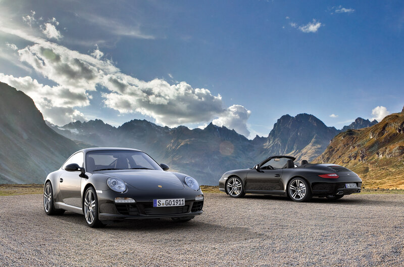 Two Black Porsche Cars