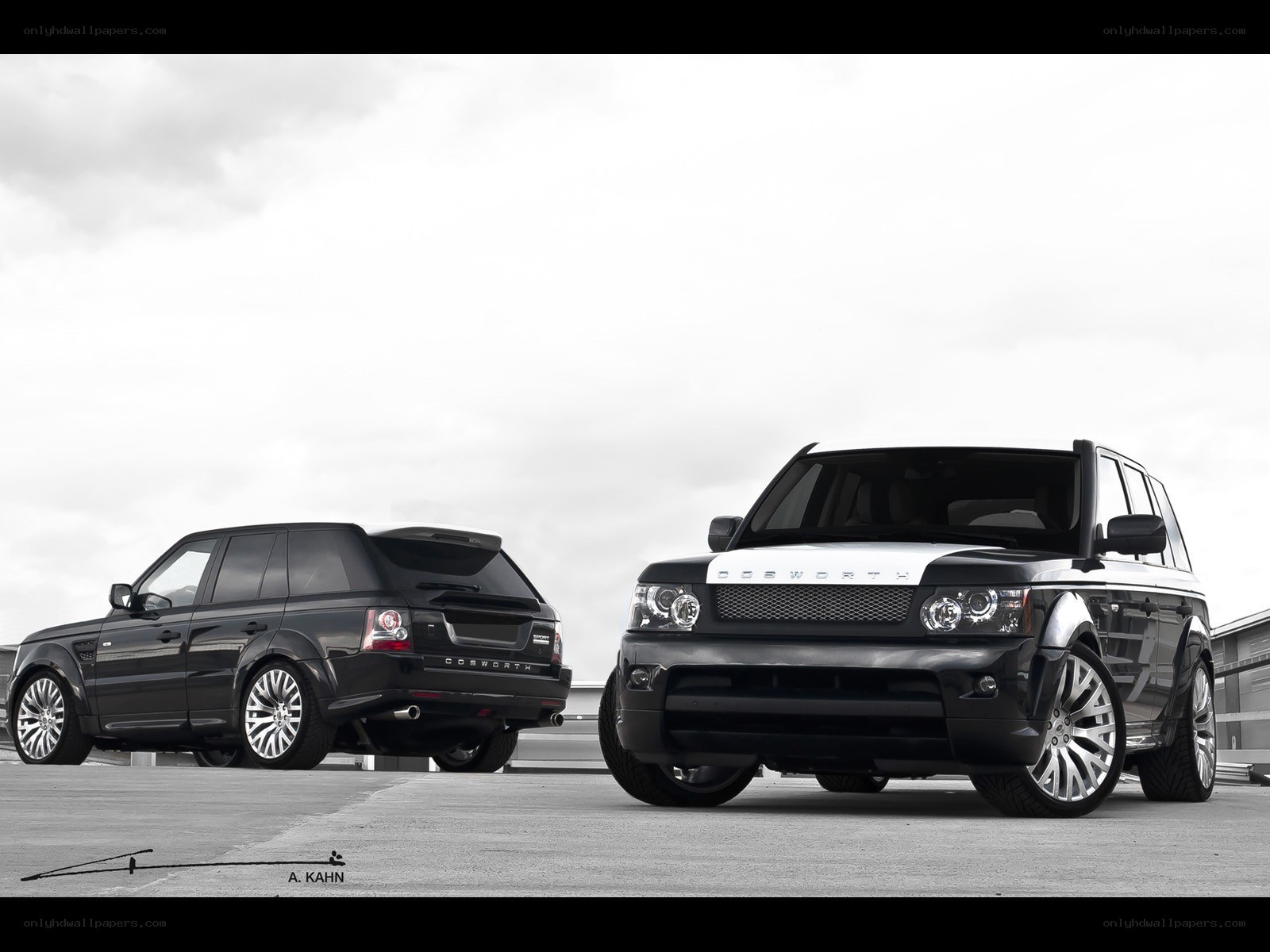 Two black Range Rovers