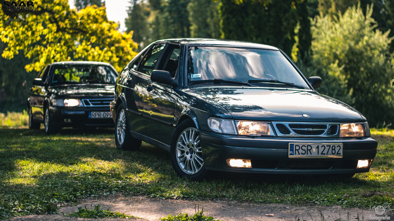 Two Black Saab Cars — Green
