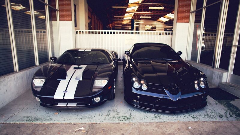 Two Black Sports Cars — Dramatic, Night, Photograph, Car