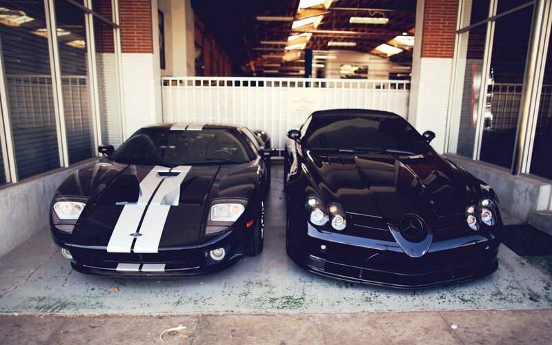 Two Black Sports Cars — Dramatic, Photograph, Car