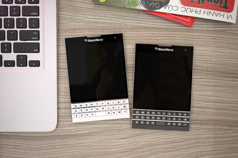 Two BlackBerry phones on a desk