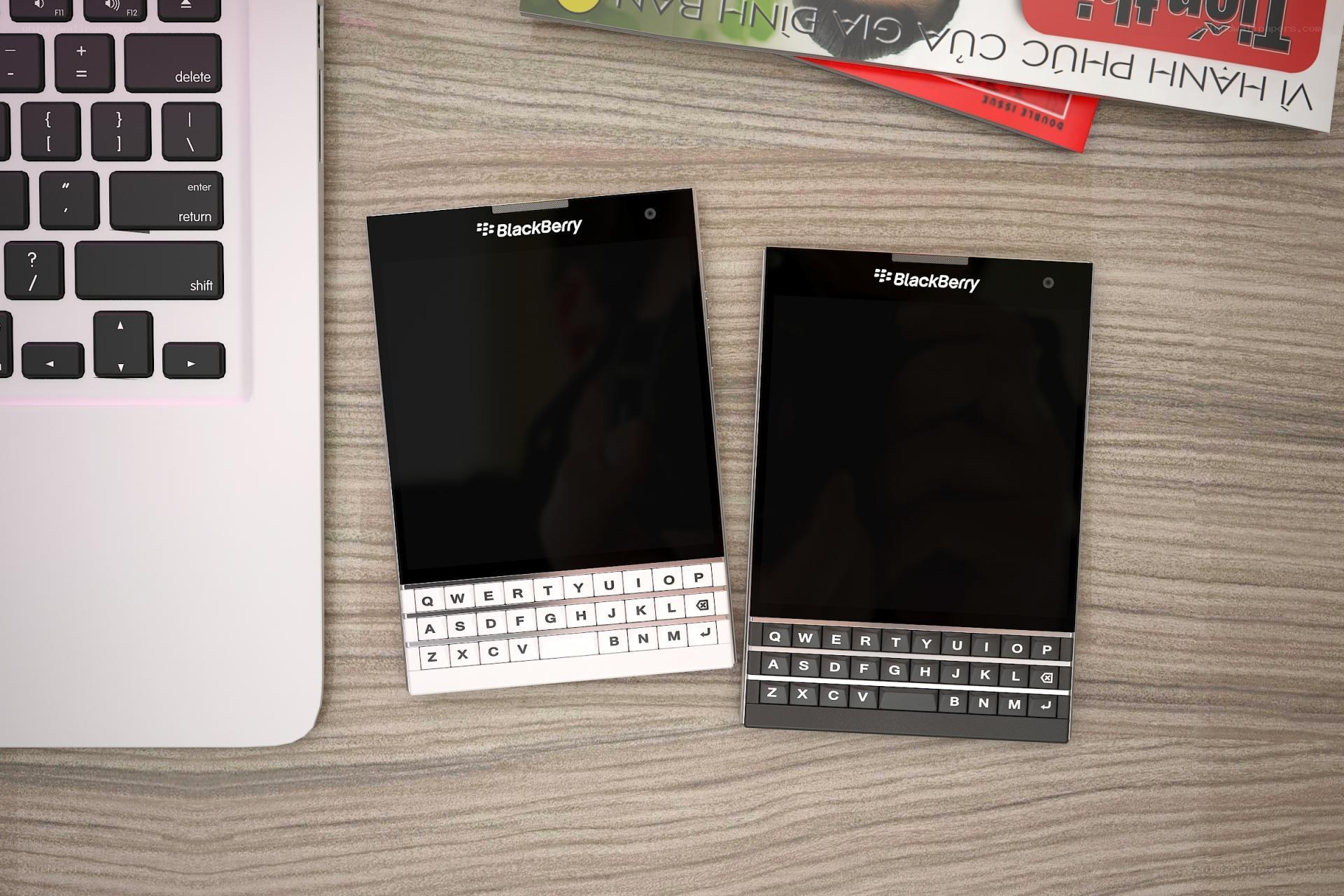 Two BlackBerry phones on a desk